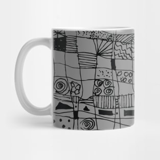 Grid design scribble design in grey Mug